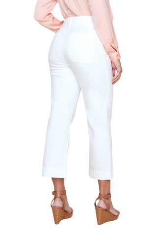 Renuar Cropped Wide Leg Denim, Cream Renuar