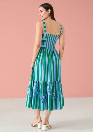 Alivia Gianna Dress, Parasol Stripe Green Blue