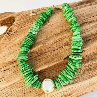 Virtue Jewelry Design The Sariah Necklace, Green/Pearl Circle