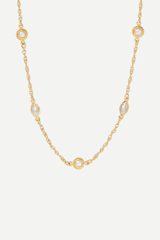 Julie Vos Monaco Delicate Station Necklace, Cubic Zirconium/Pearl