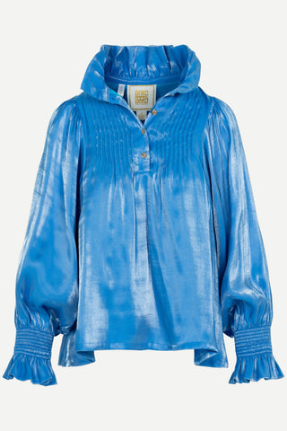 Emily McCarthy Charlotte Top, Sapphire Metallic Rayon