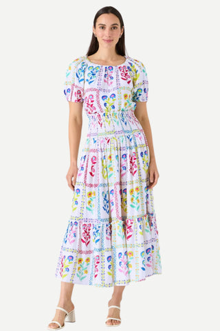 Alivia Frida Skirt Dress, White Floral Stamp