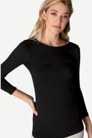 Nikibiki 3/4 Sleeve Crew Neck Top, Black NIKIBIKI