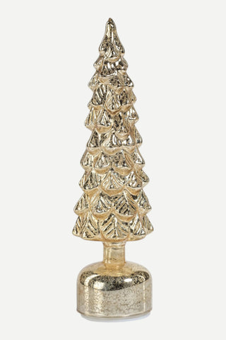 Zodax Mountain Pine Rotating LED Tree, Antique Gold 14 Inches
