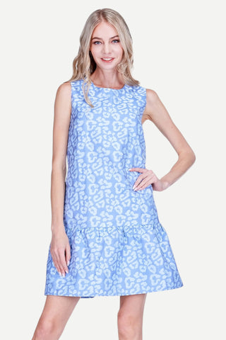 Joy Joy Flounce Dress, Light Blue Leopard JOY JOY