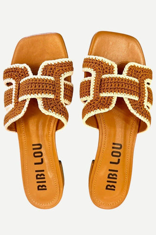 Lola Cruz Knit Sandals, Tan