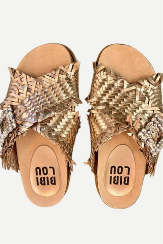 Lola Cruz Slide Sandals, Champagne