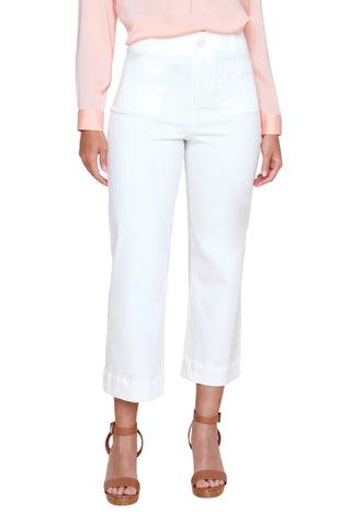 Renuar Cropped Wide Leg Denim, Cream Renuar