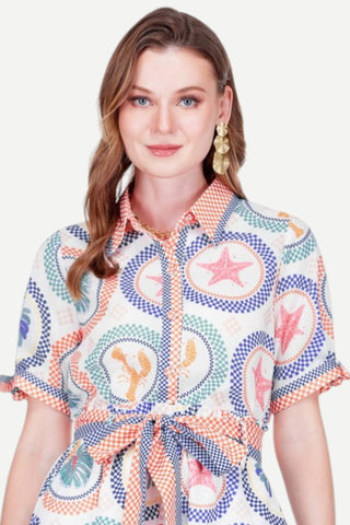 Joy Joy Blouse, Tropical Medallions JOY JOY