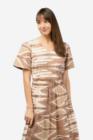 Beau & Ro Abby Top, Brown Ikat