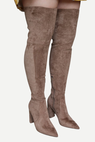 Jeffrey Campbell Marisah Heeled Boots - Taupe Suede