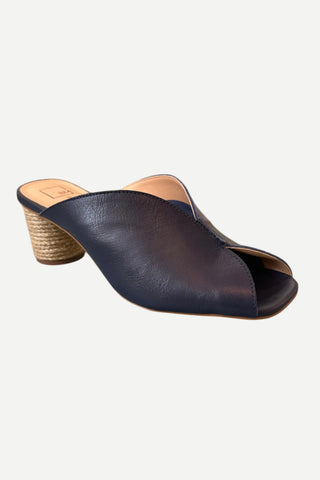 Bruno Menegatti Sophie Slide Leather Sandal, Navy Bruno Menegatti