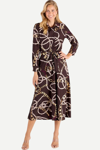 JUDE Connally Kitty Dress, Espresso Gold Chain