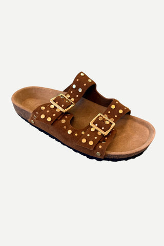 Silent D Bon Suede Sandal, Cognac Silent D
