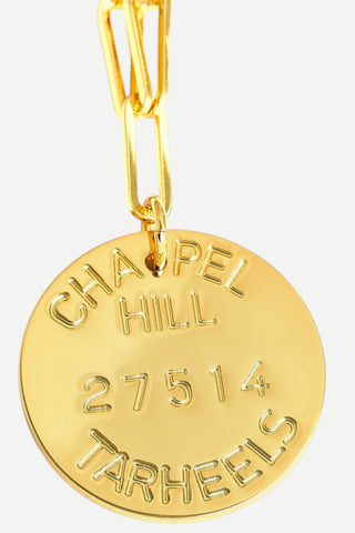 Lisi Lerch College Tag Charm Necklace 18K Gold Plated Paper Clip Chain, Chapel Hill