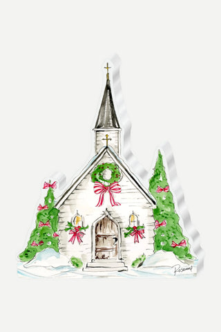 Rosanne Beck Collections Medium Acrylic Art, Handpainted Chapel Snow Village