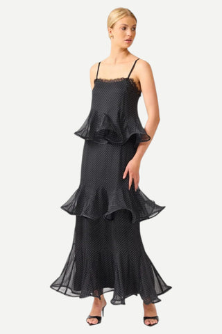 Elliatt Bellini Square Neck Maxi Dress, Black & White