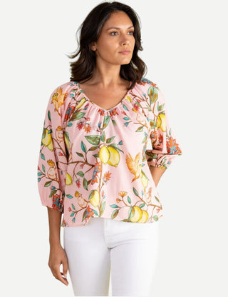 Double A Beatrice Top, Lemon Branch