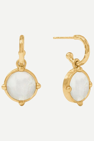 Julie Vos Honeybee Hoop and Charm Earring, Mother of Pearl