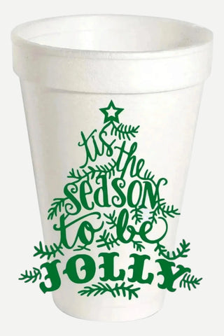 Rosanne Beck Styrofoam Cup, Green Tis the Season, Set of 10