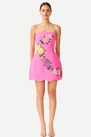 Elliatt Laurentia Strapless Mini Tulip Dress, Fuchsia/Pink