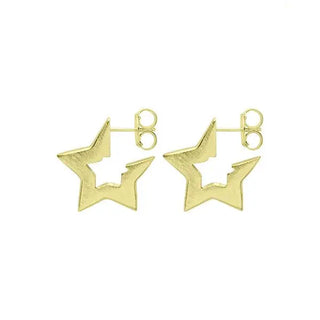 Sheila Fajl Small Marilyn Star Hug Hoops, Brushed 18K Gold Plated