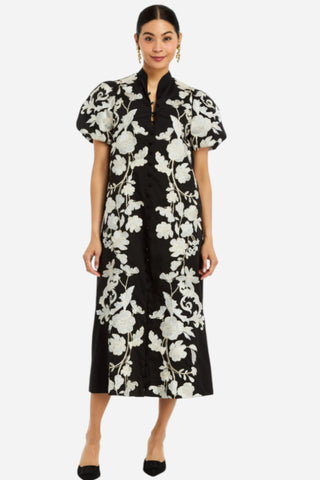 Mestiza Elliana Barong Midi Dress, Black Ivory