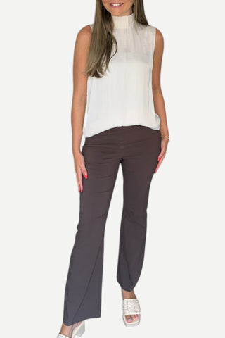 Renuar Woven Flare Pant, Chocolate