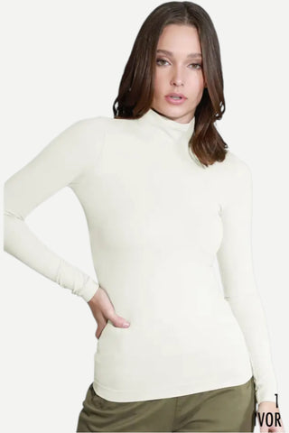 NIKIBIKI Long Sleeve Mock Neck, Ivory