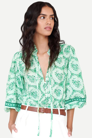 Banjanan Lorna Top, Green Paisley Copse Banjanan