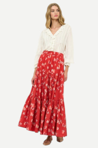 Oliphant Tiered Maxi Skirt, Lebombo Rust