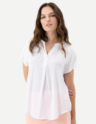 Renuar Cap Sleeve Airflow Blouse, White