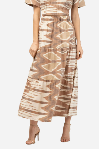 Beau & Ro Abby Skirt, Brown Ikat