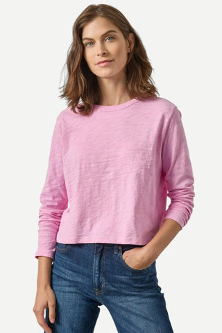 Lilla P Long Sleeve Cropped Boyfriend Tee Shirt, Taffy LILLA P