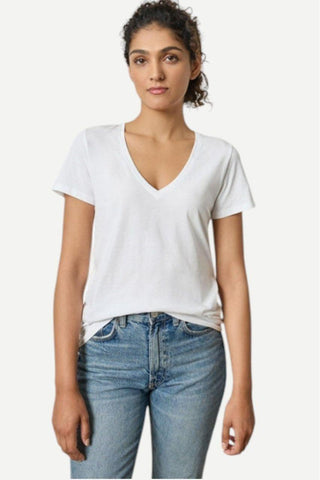 Lilla P Short Sleeve V Neck, White