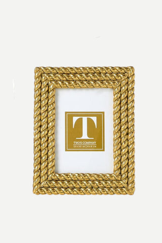 Two's Company Gold Rope Frame, Rectangle