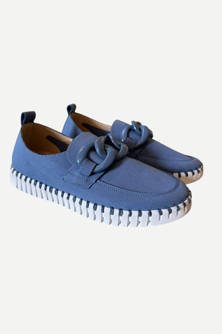Isle Jacobsen Tulip Buckle Slip On Flat, Light Regatta