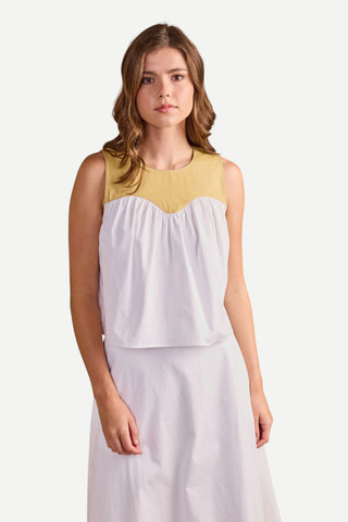 Thomas & Lourdes Alaiya Colorblock Sleeveless Top, White & Yellow Thomas & Lourdes