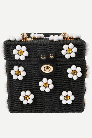 By Jenna Lee Daisy Hand Bag, Black w/ White Daisy By Jenna Lee