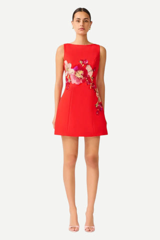 Elliatt Fleurisca A-Line Mini Dress, Scarlet Red