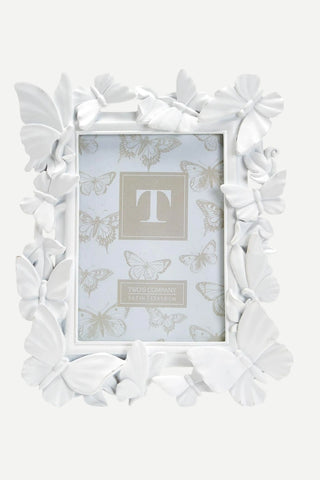 Two's Company White Butterfly Frame, 5x7