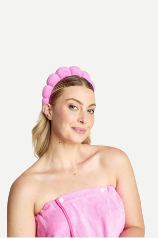 Two's Company Headband and Wrap Towel Set, Pink