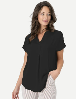 Renuar Cap Sleeve Airflow Blouse, Black