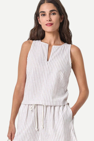 Lilla P Sleeveless Zip Top, Bark Stripe LILLA P