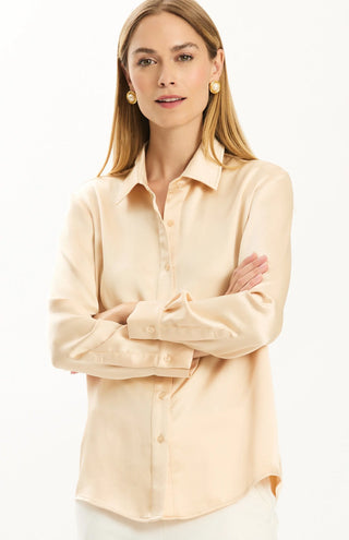 Tyler Boe Candice Charmeuse Blouse, Pale Almond