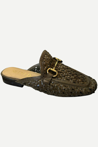 Silent D Cora Woven Leather Sandal, Khaki Silent D