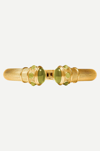 Julie Vos Cobblestone Demi Cuff Bracelet, Green Cat's Eye