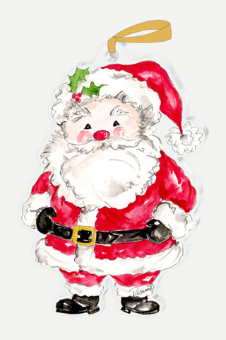 Rosanne Beck Collections Acrylic Ornament, Handpainted Santa in Red