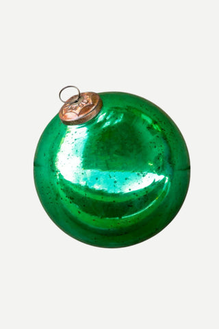 Park Hill Collection Antique Shiny Emerald Glass Ball Ornament, Extra Large