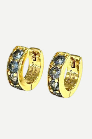 Allison Avery Wren Huggies Earrings, Small, Aquamarine/Gold Allison Avery